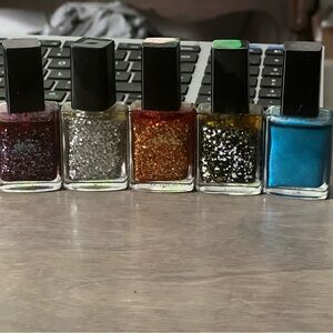 Set of 5 Glitter Nail Polishes